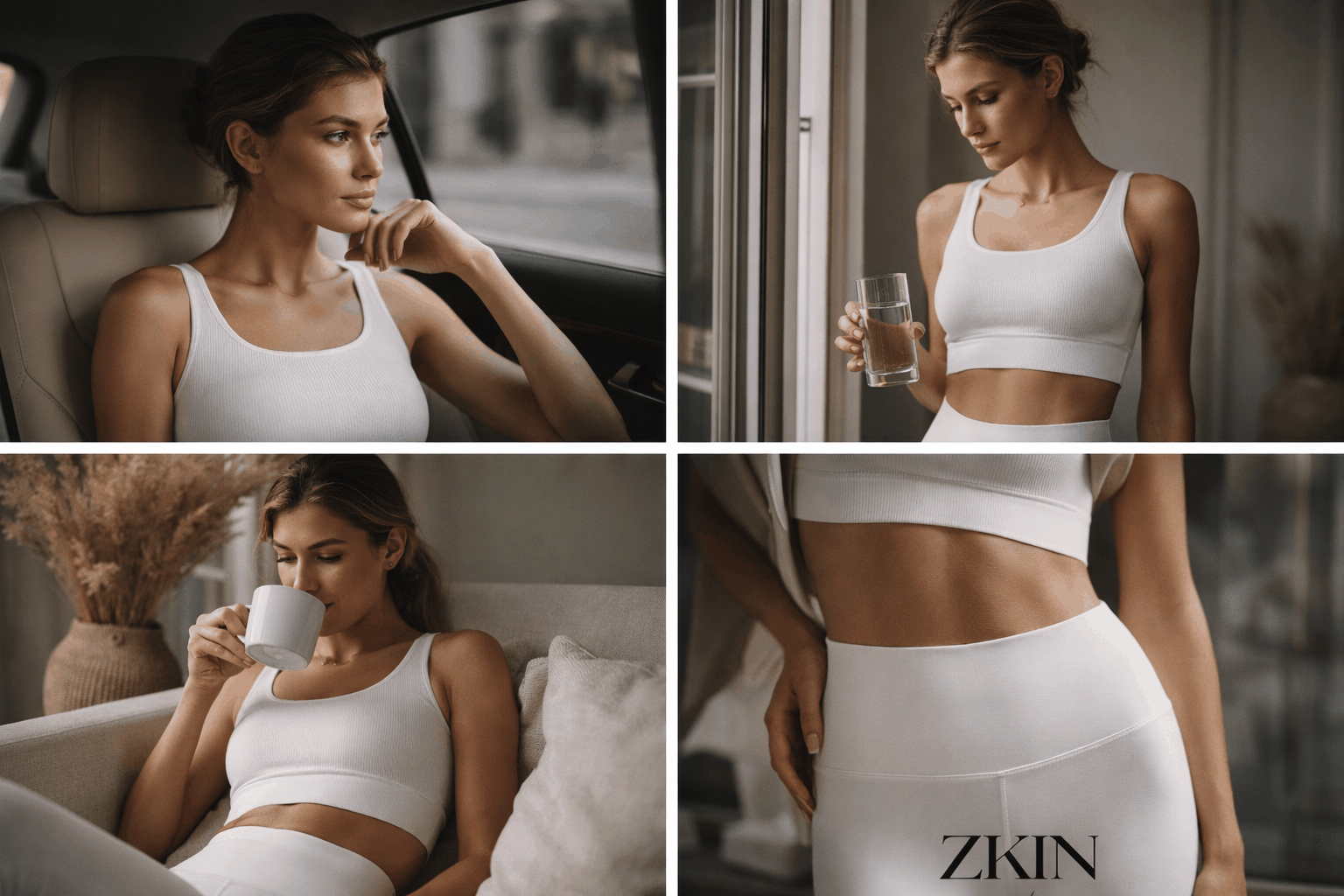 ZKIN Lumina Lux Leggings high-waisted white eco-certified Lenzing Tencel breathable women's activewear